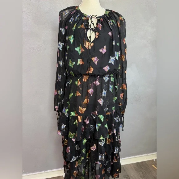 The Kooples flowy butterfly sheer jumper dress size L The Kooples flowy butterfly sheer jumper dress size L